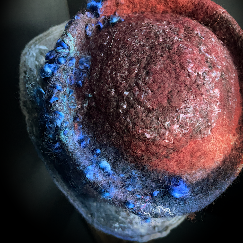 Felted top hat with rose - 23”