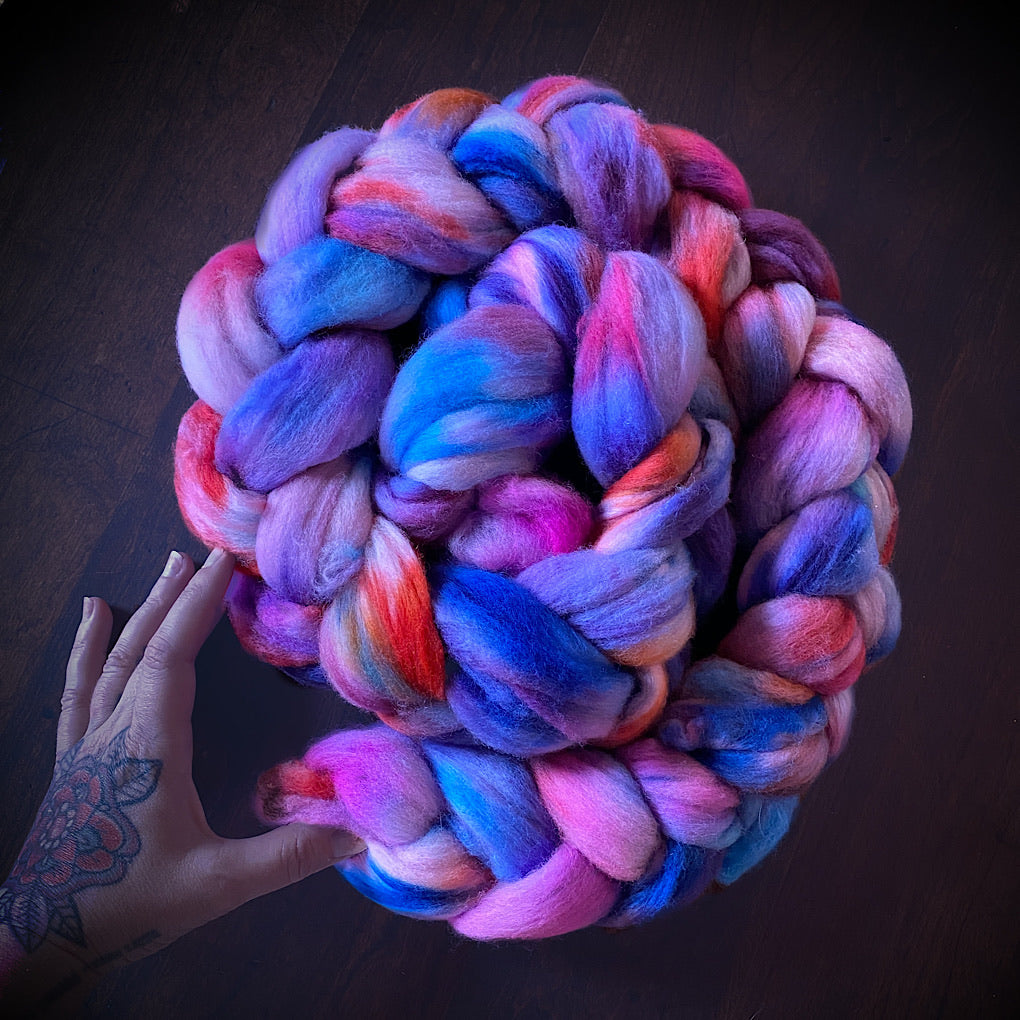 Hand painted merino roving