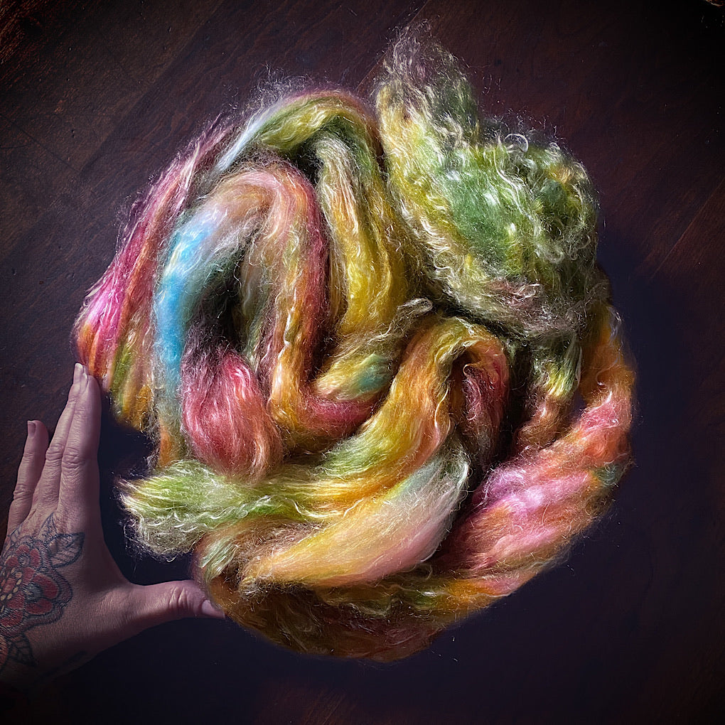 Merino / tencel hand dyed fibre for spinning