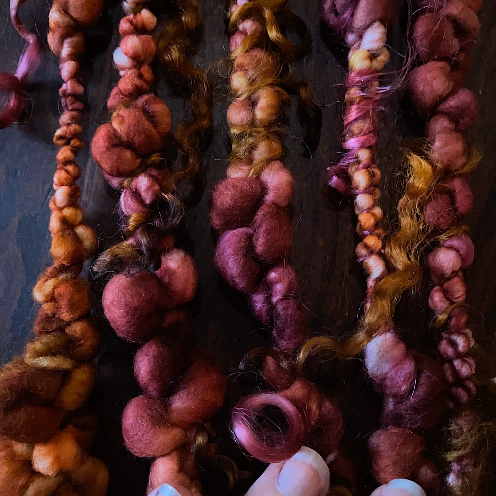 CUSTOM Fall heart Jumbo boucle Art yarn