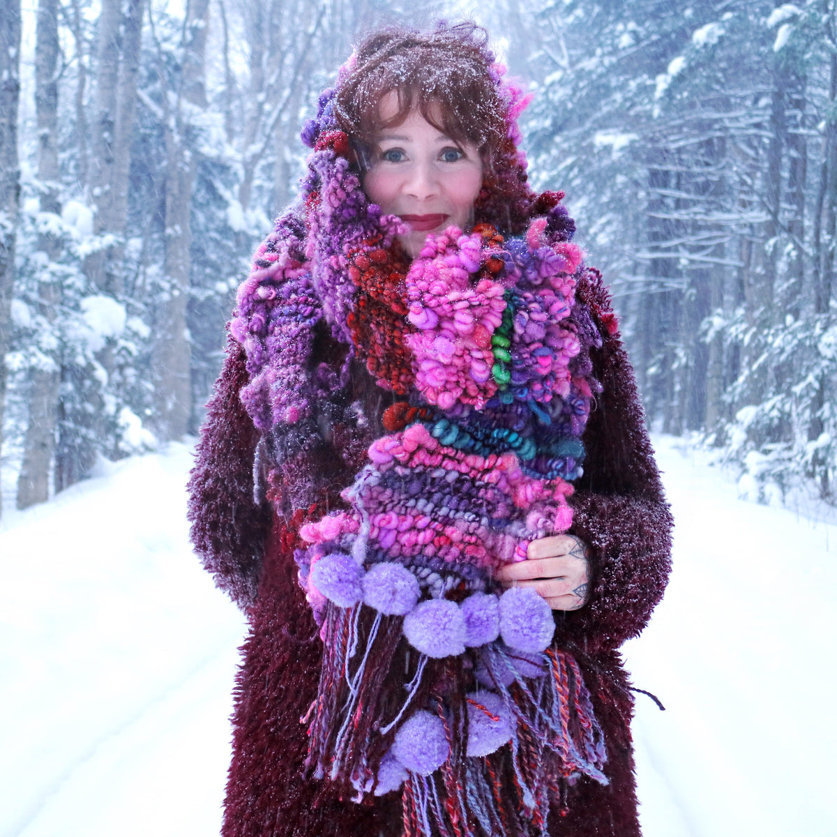 Purple scarf 100% Wool - Foulard 100% laine mauve - Mynoush