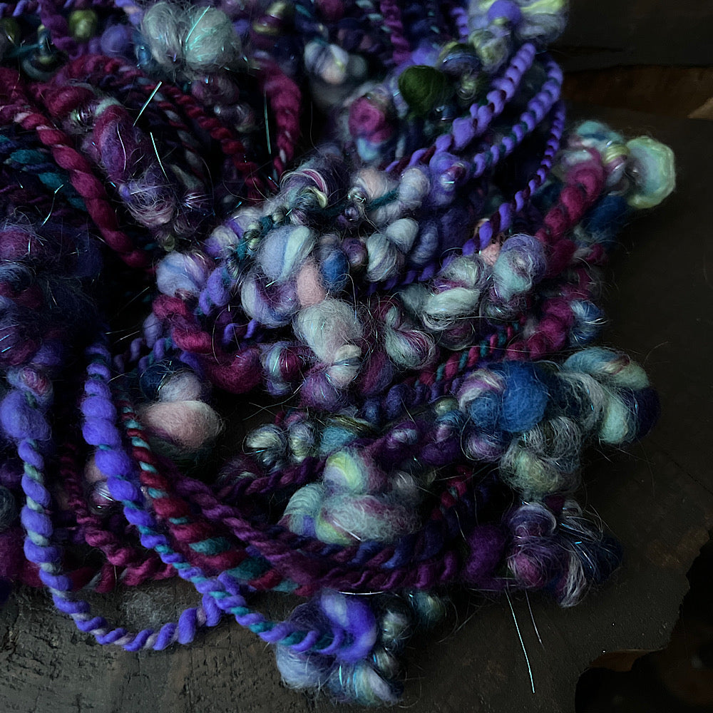Violet and Daisies art yarn