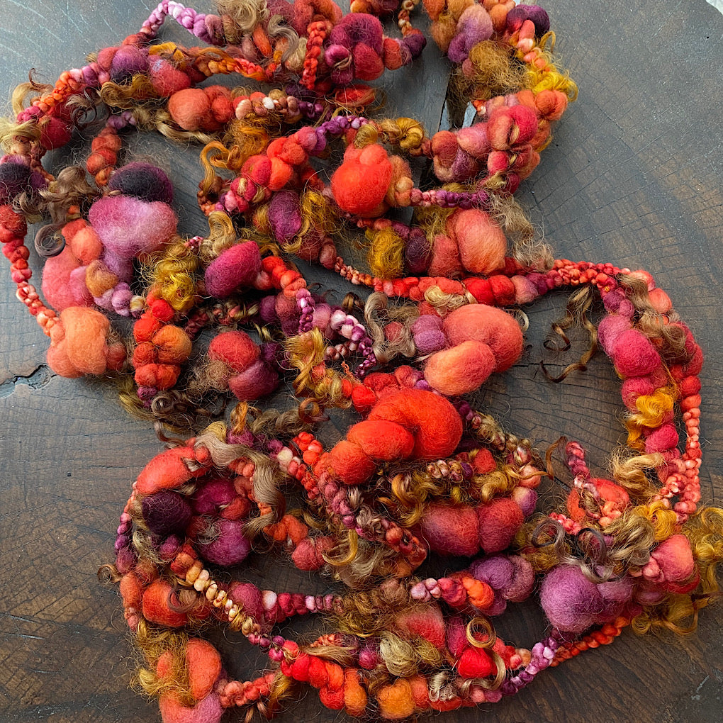 Golden autumn Jumbo boucle art yarn with locks