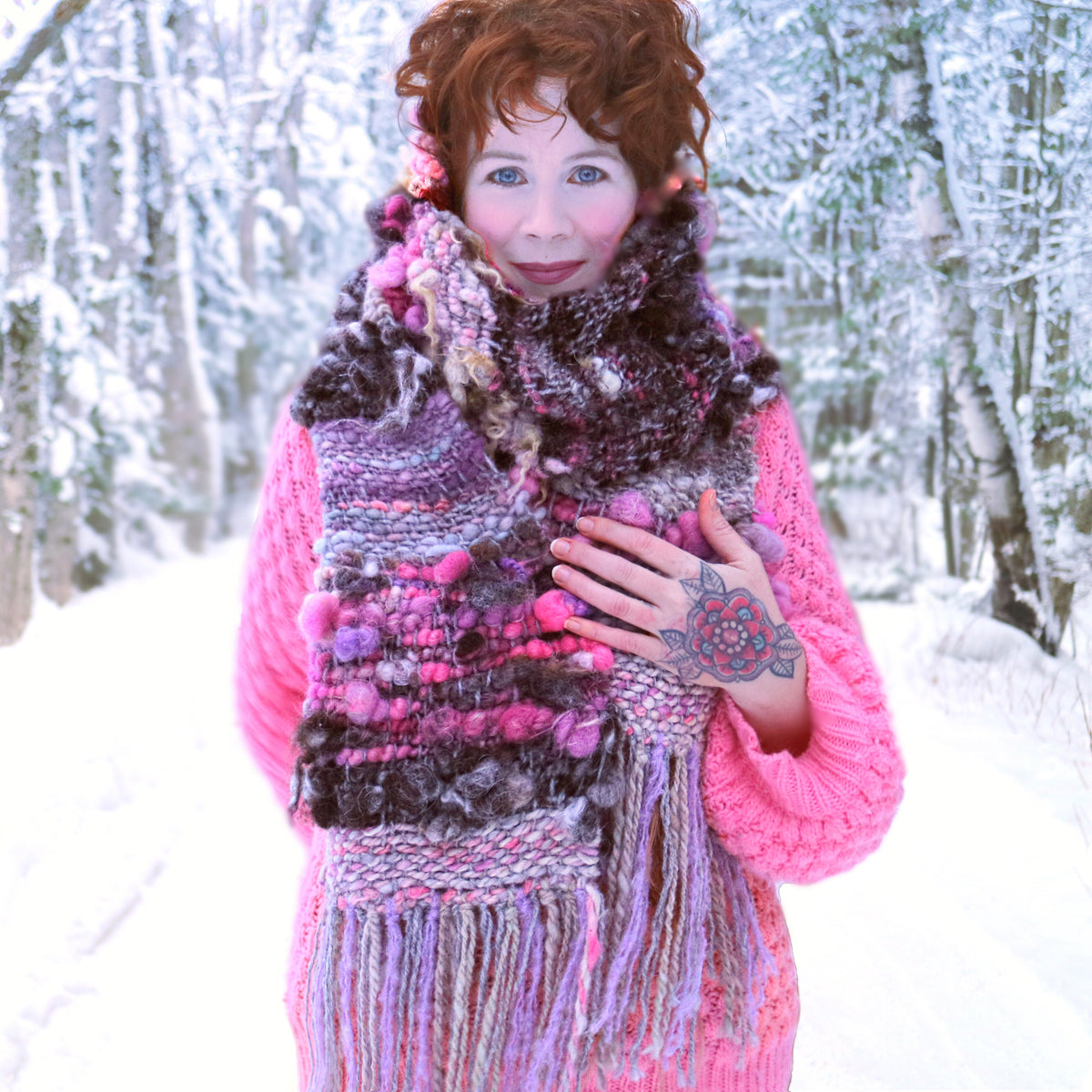 Lavender scarf 100% Wool - Foulard 100% laine lavande - Mynoush