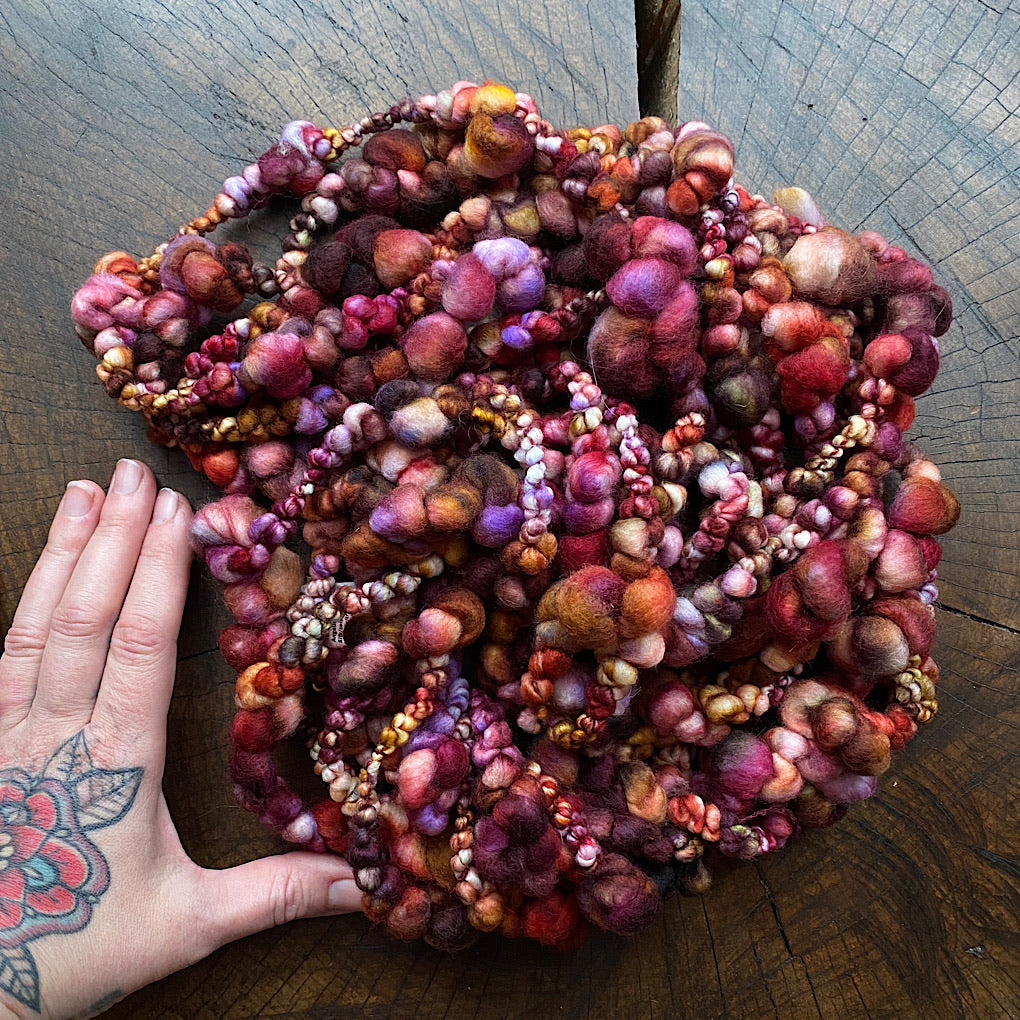 Burgundy Jumbo boucle art yarn