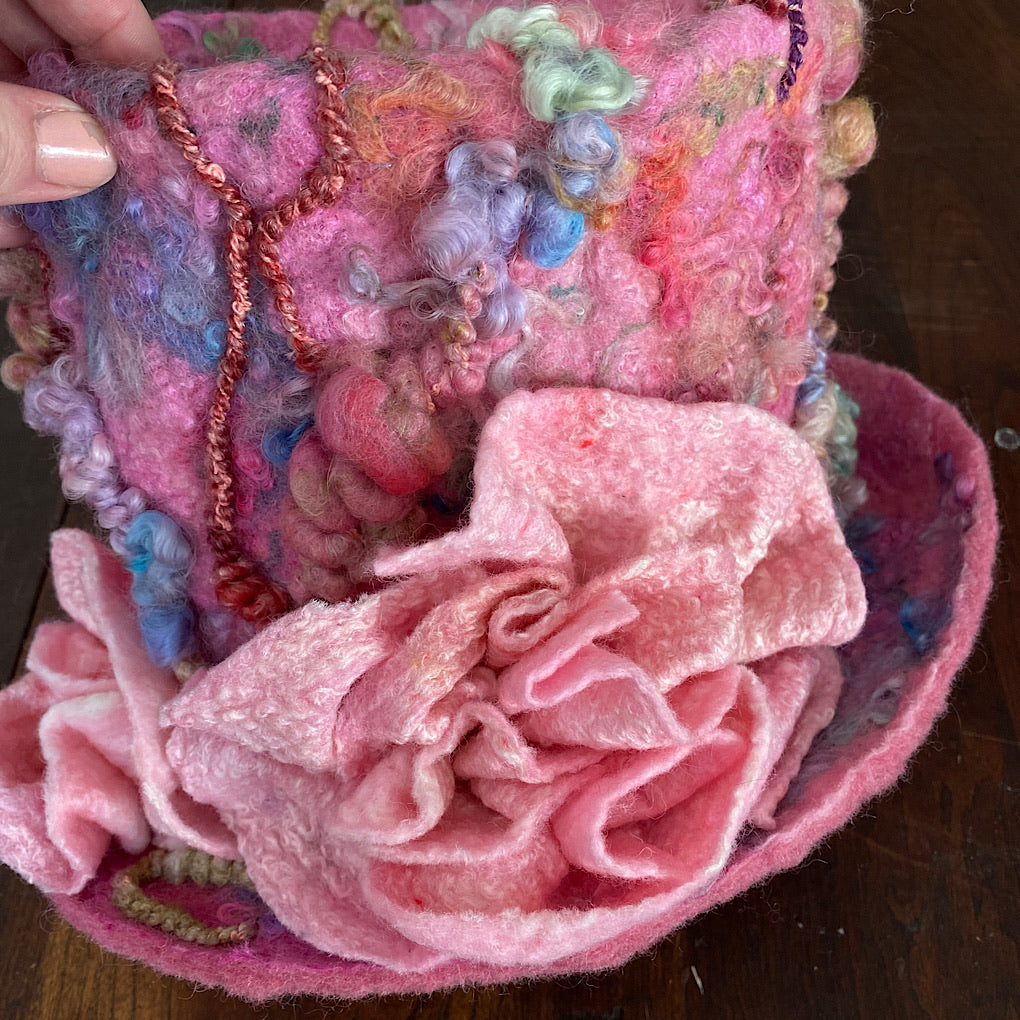 Vintage rose 2 Felted top hat