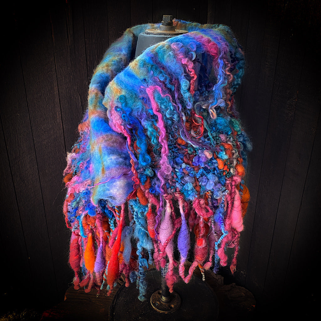 Fireworks Knitted and felted cowl