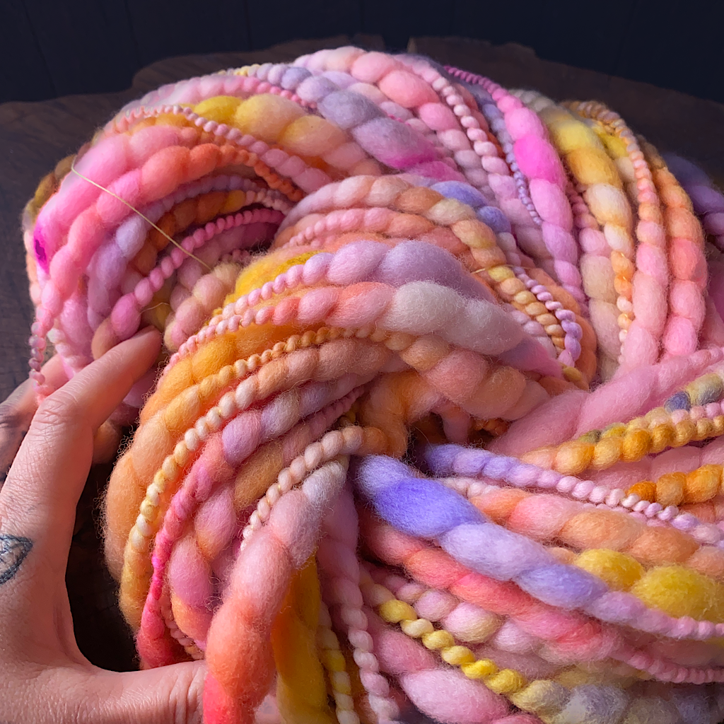 Over the rainbow hand spun yarn