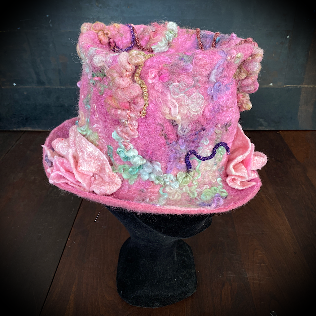 Vintage rose 2 Felted top hat
