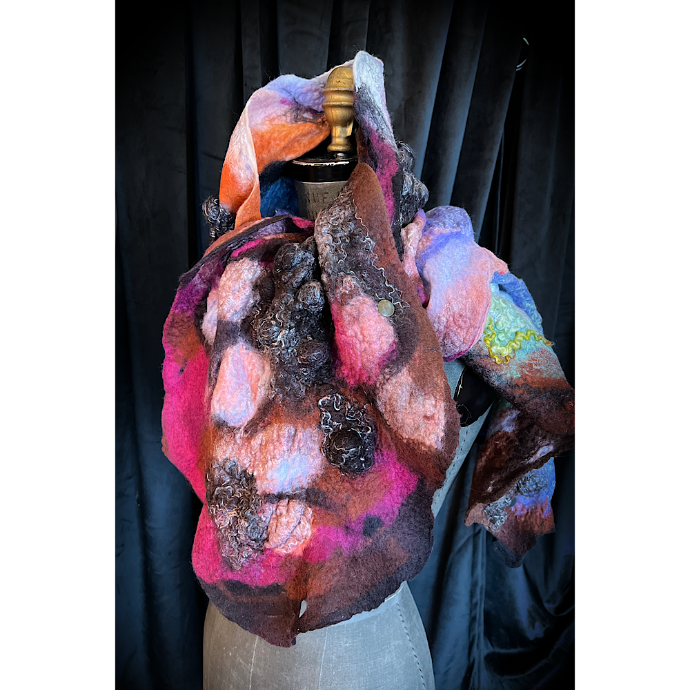 Galactic Rose - felted scarf