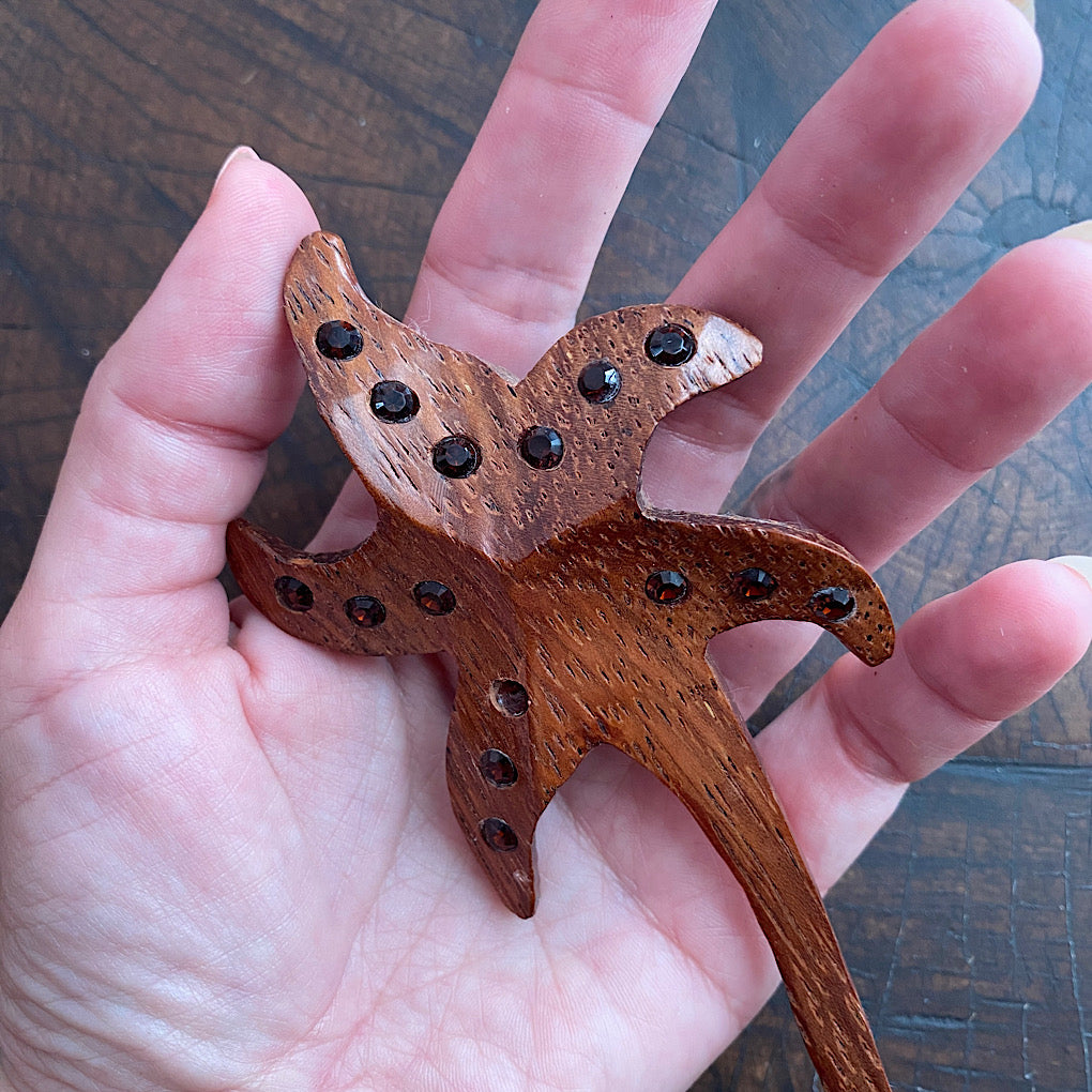 Star Exotic wood shawl pin