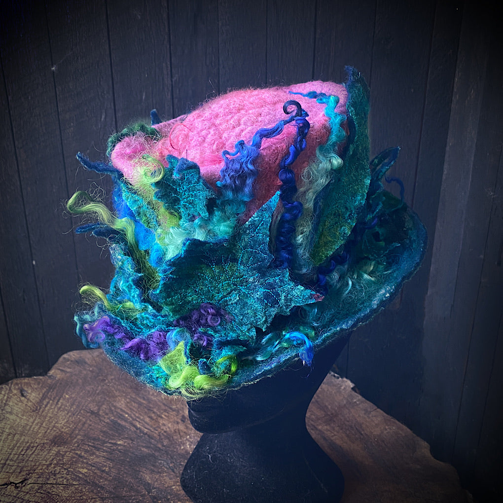 Felted top hat The peacocks