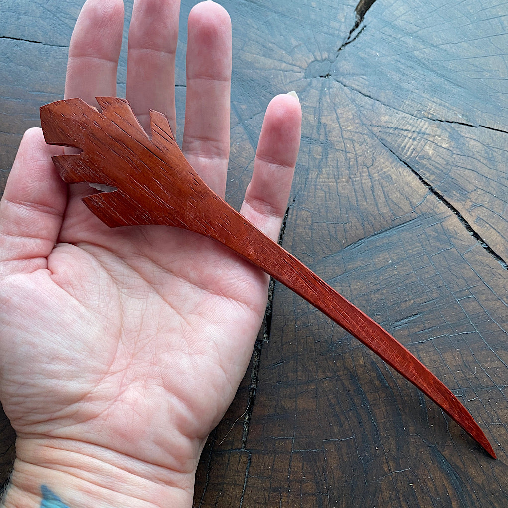 Leaf padouk shawl pin