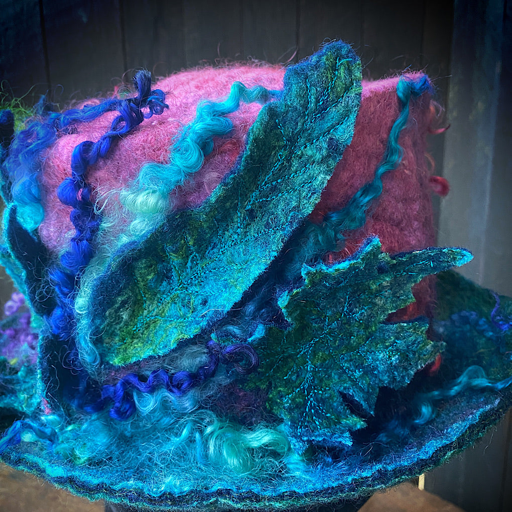 Felted top hat The peacocks