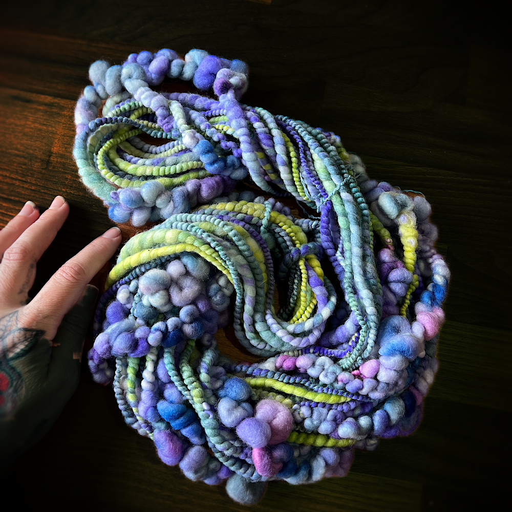 Pastel blues- bubbly art yarn