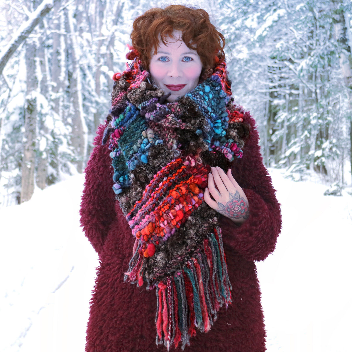 Black scarf 100% Wool - Foulard 100% laine noir - Mynoush