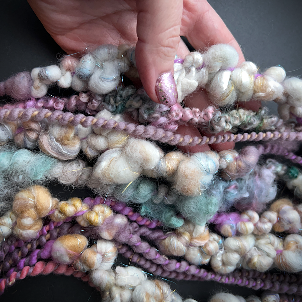 Huge lot of Art yarns for weaving- over 1 pound