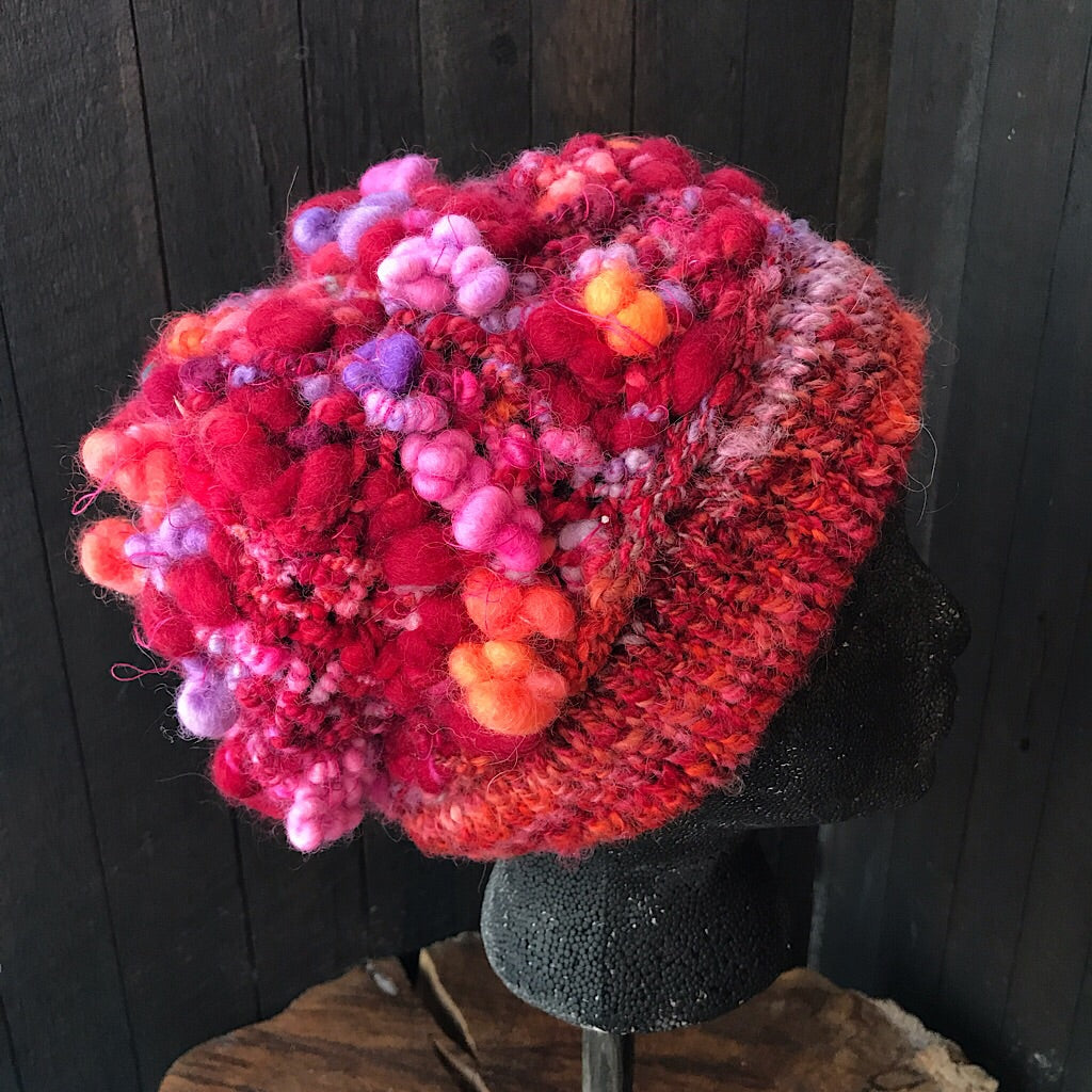 Red knitted hat
