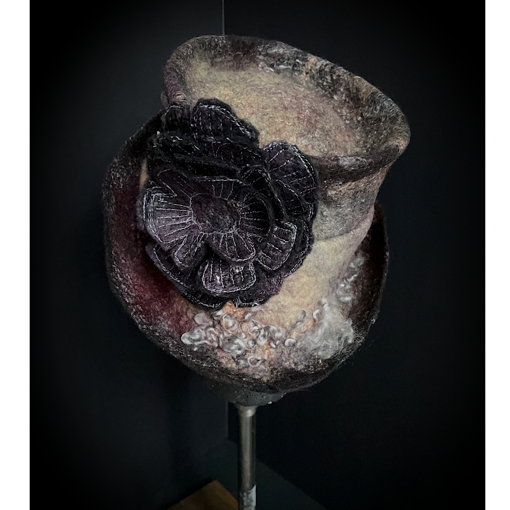 Felted top hat with rose - 24”