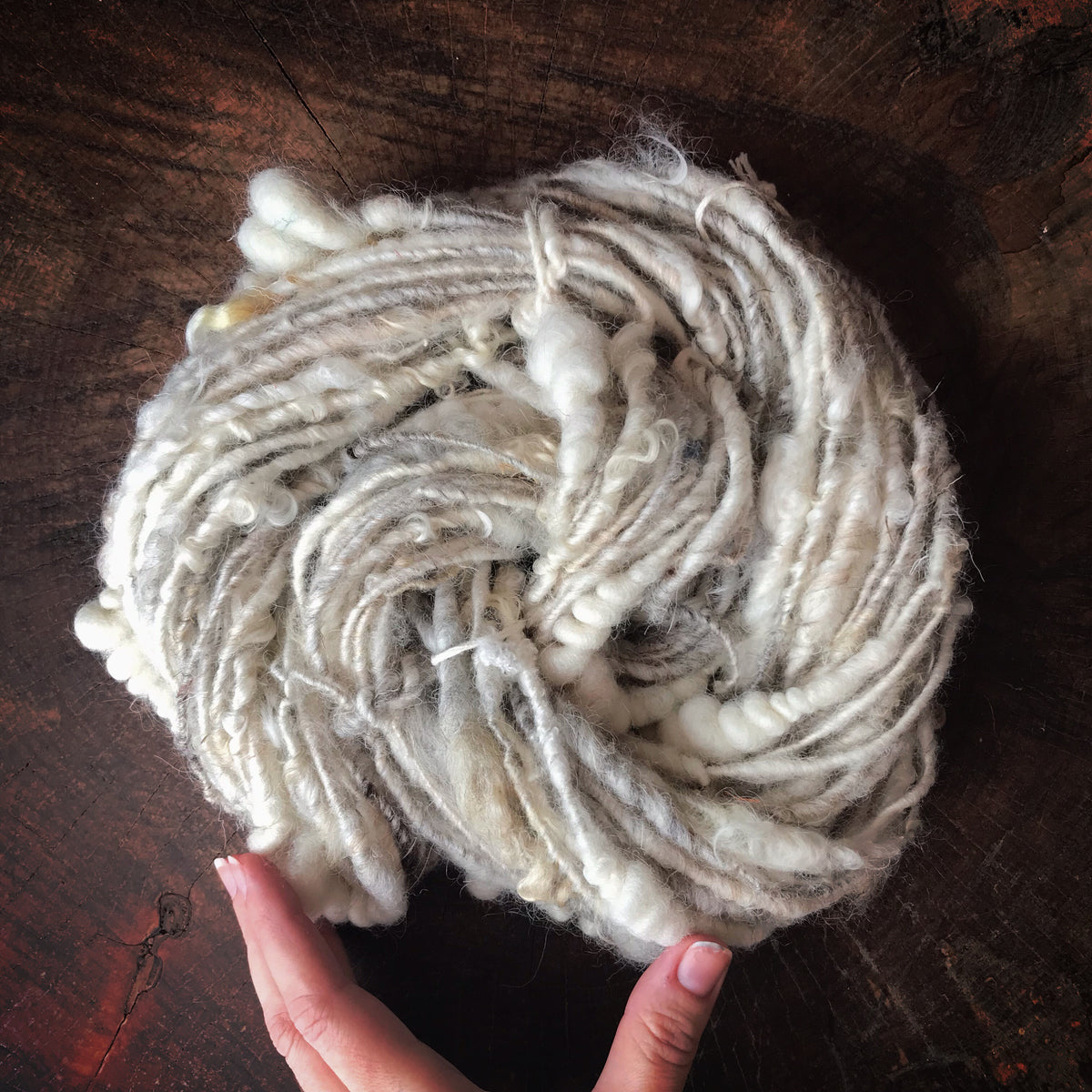 Natural white textured wool yarn 100 grams - Mynoush