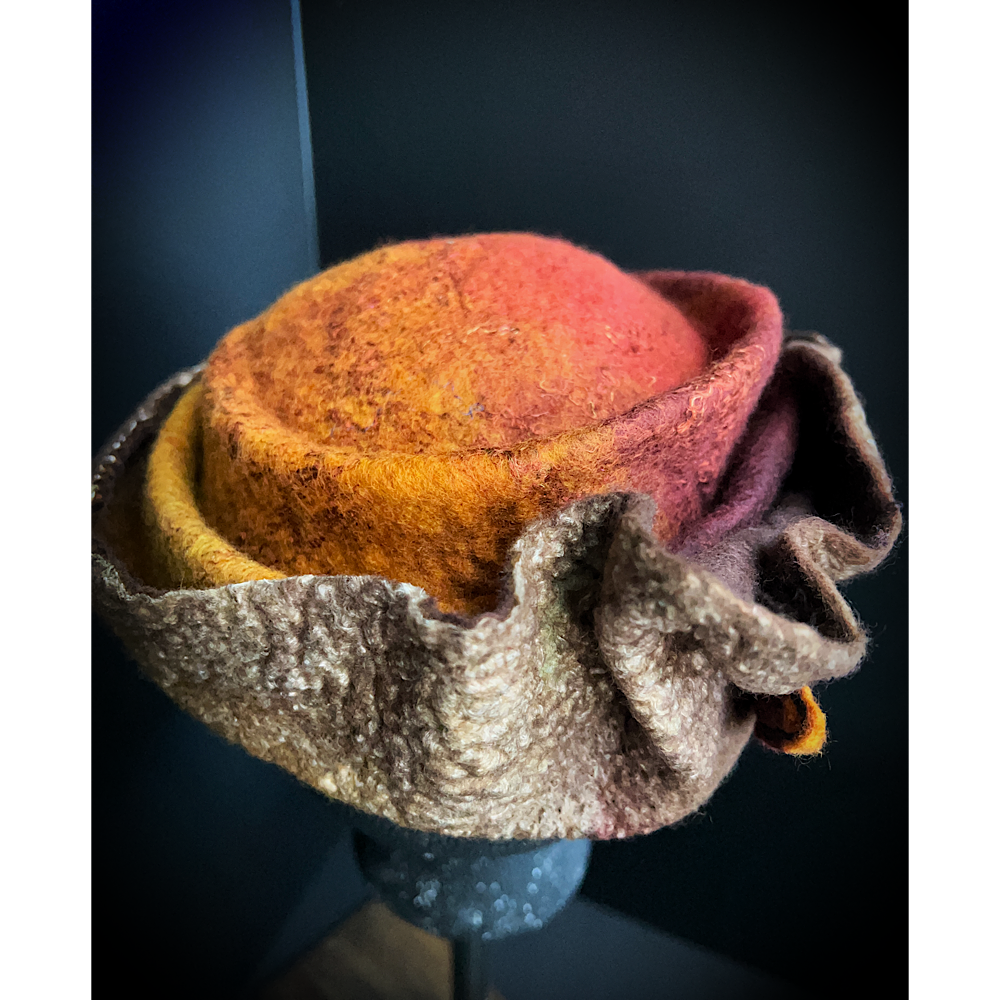 Felted top hat with leaves - 22”