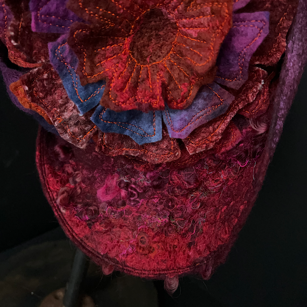 Felted flapper’s hat with rose size 24” 1/4