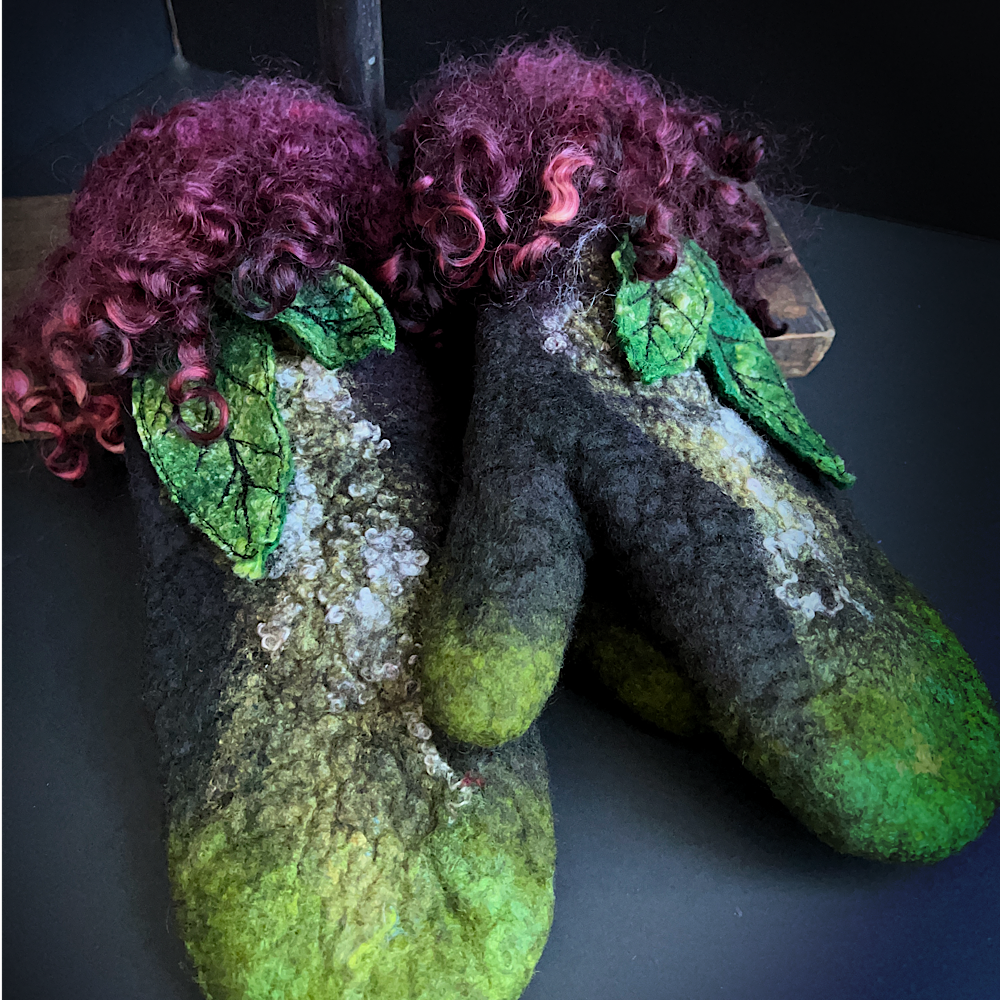 Felted mittens size small medium