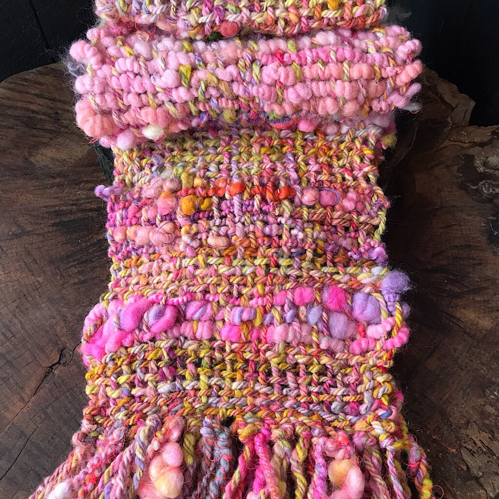 Pink woven scarf