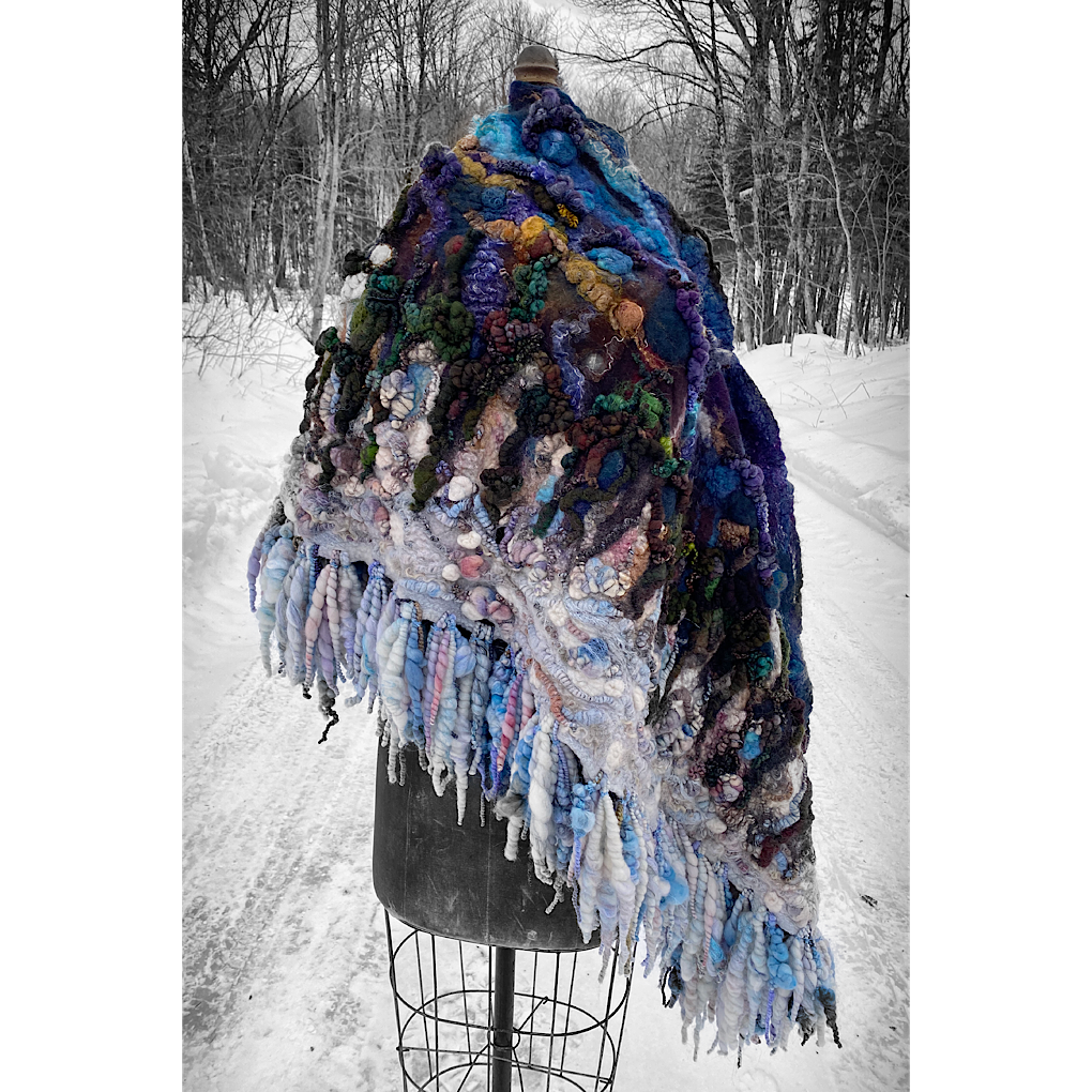 Midnight Snow walk - Felted Shawl
