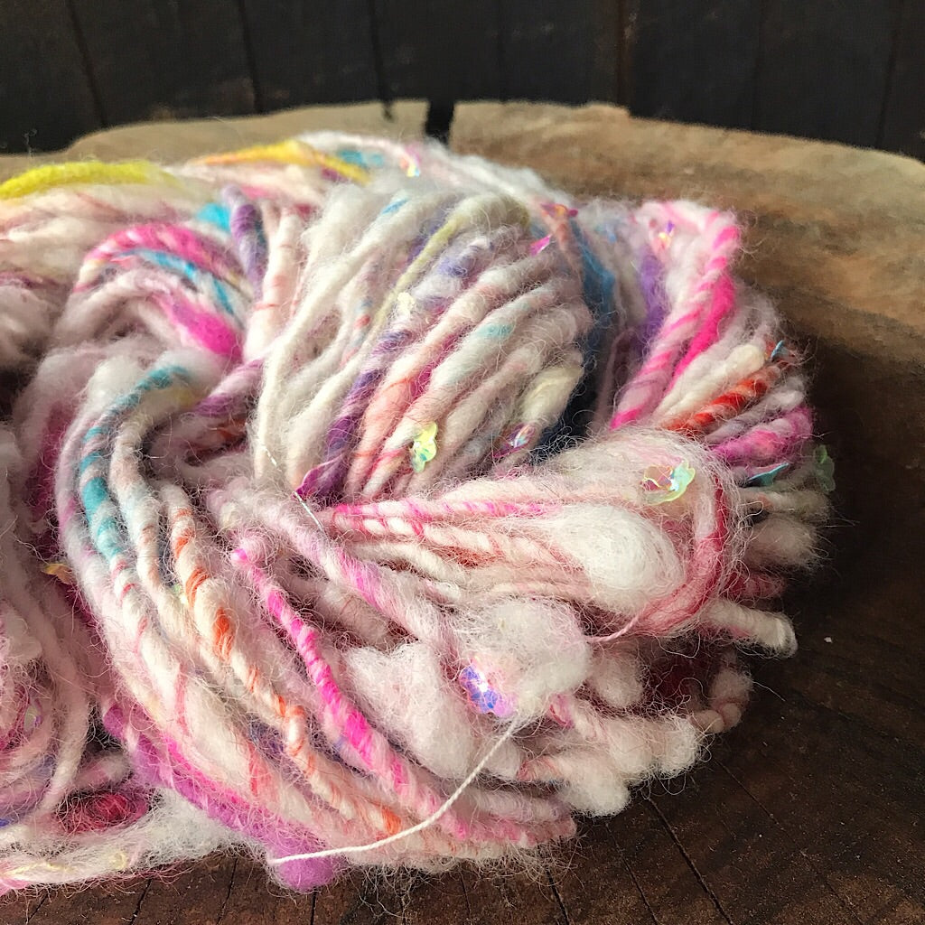 Beaded hand spun yarn