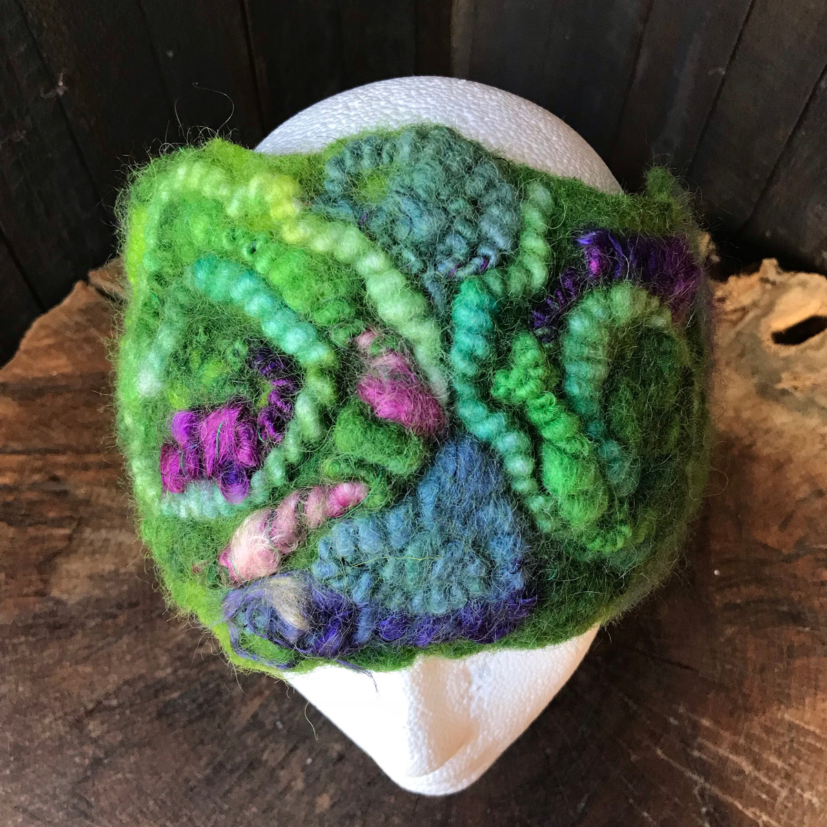 Green textured felted headband One size | Bandeau Vert en feutre Taille unique - Mynoush