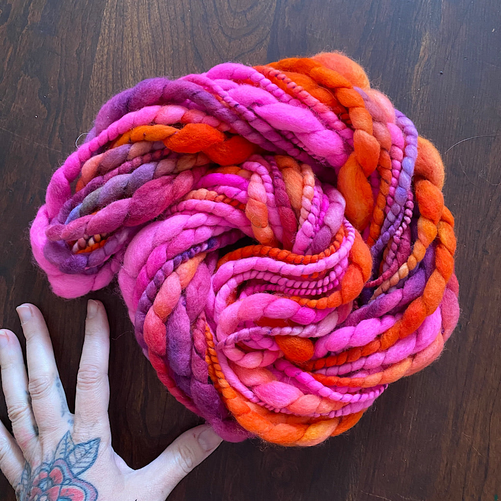 Pink fire merino knitting yarn