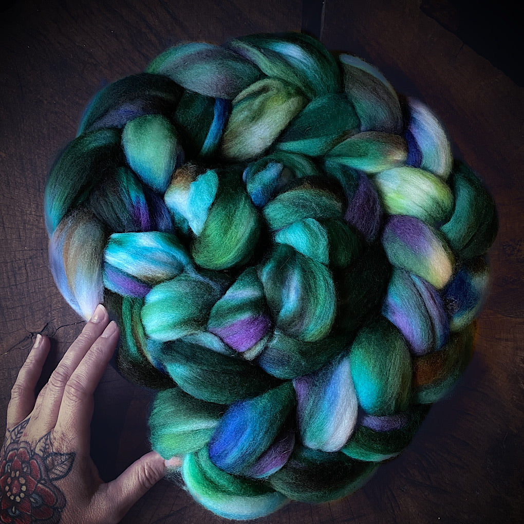 Hand painted merino roving
