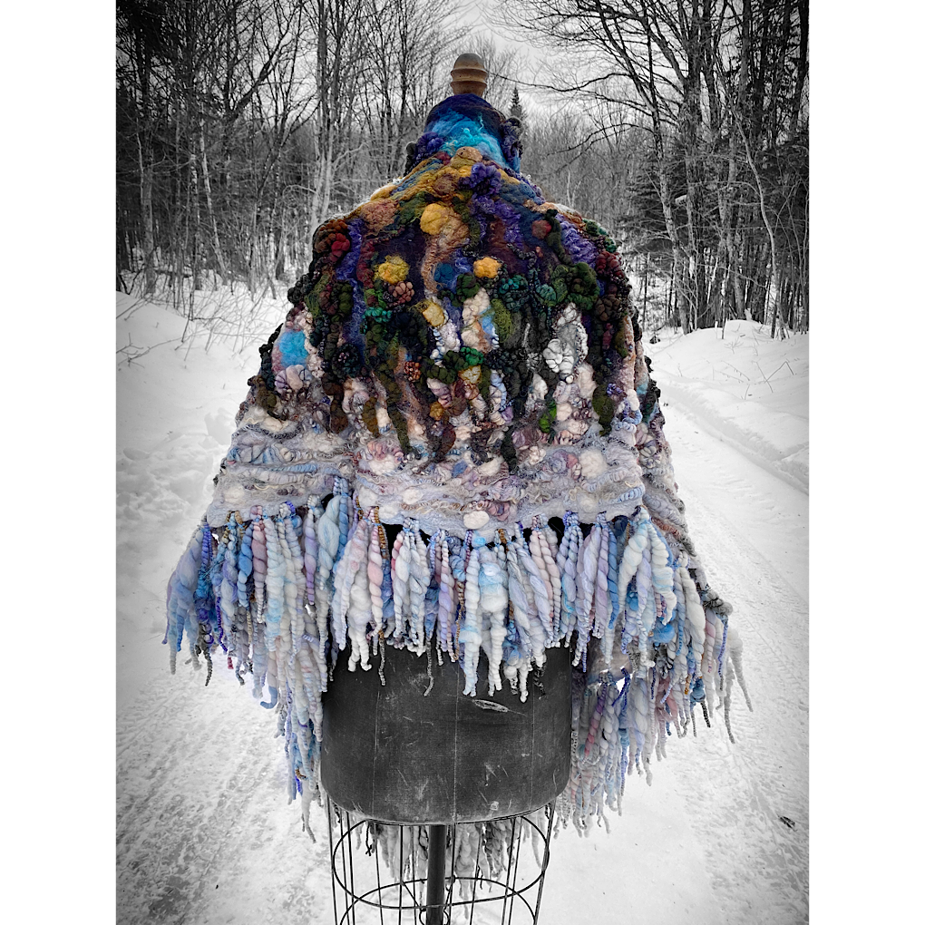 Midnight Snow walk - Felted Shawl