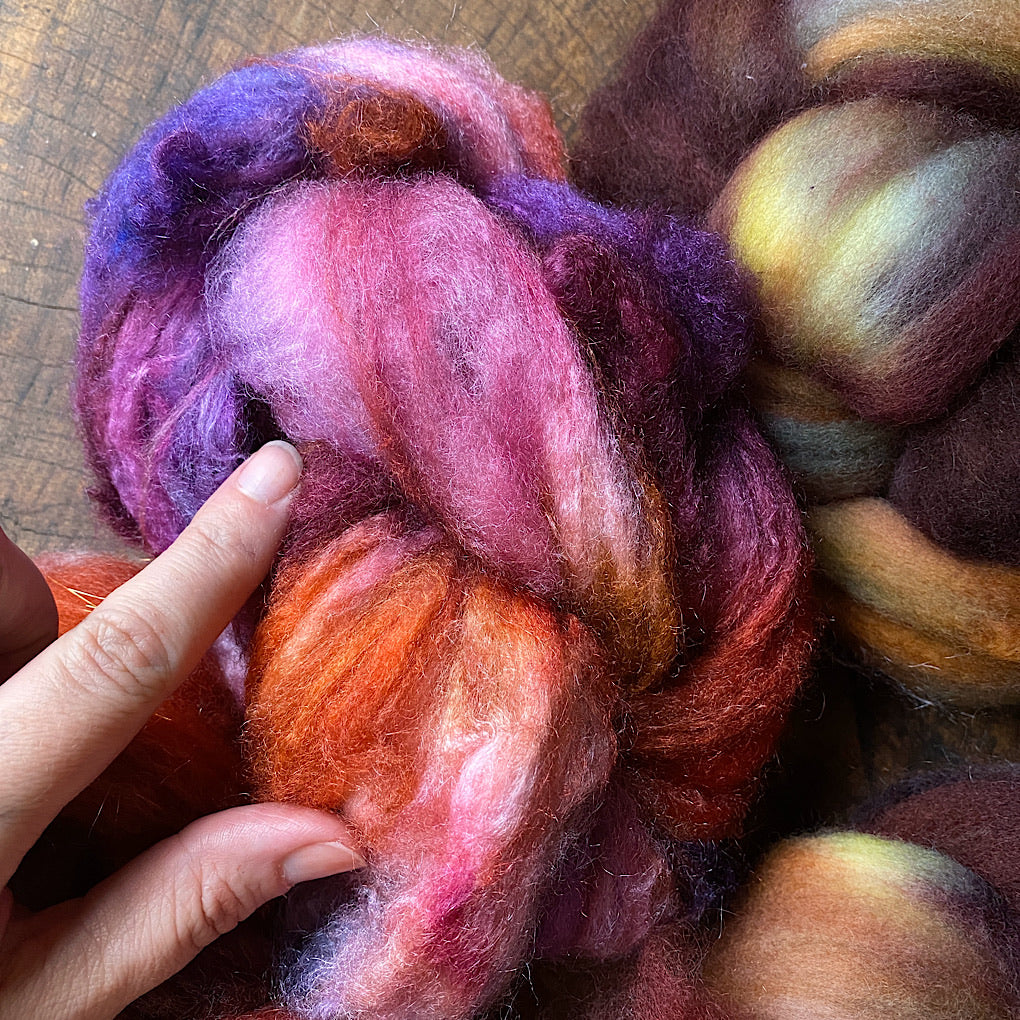 Spinning kit Hand dyed roving