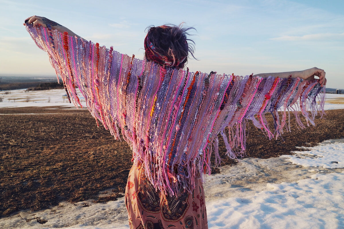 Pink hand woven summer shawl - Mynoush