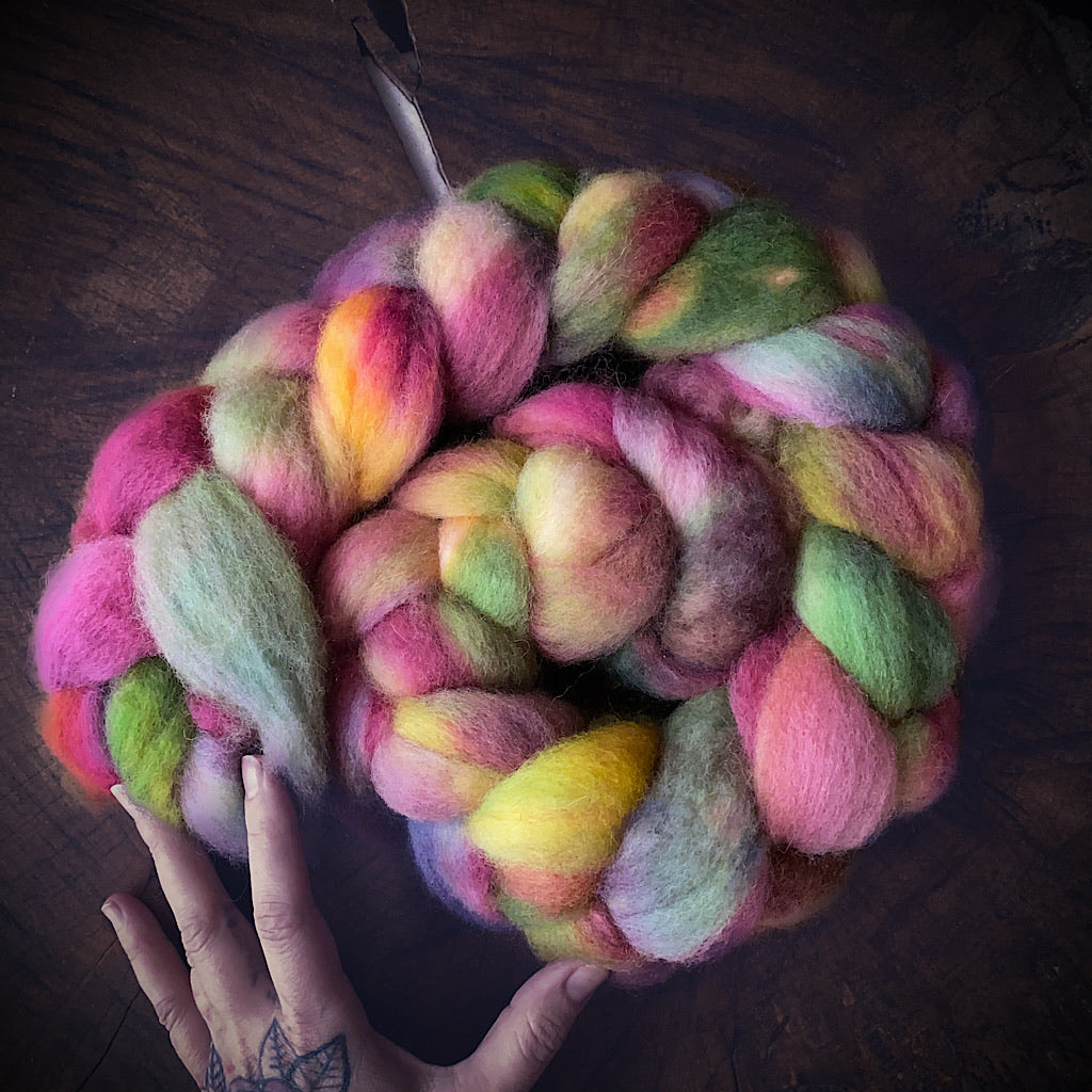 Hand dyed BFL roving