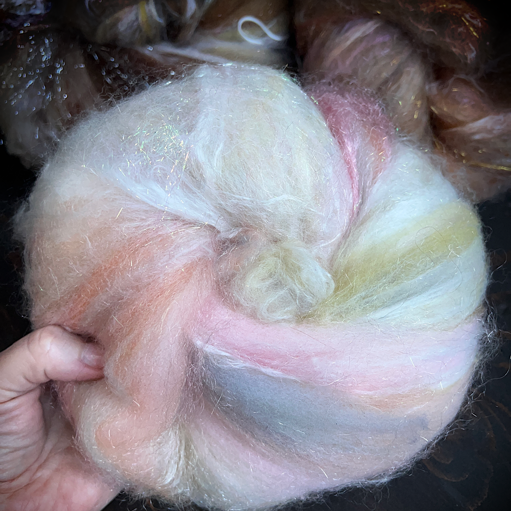 Set of 3 art batts for spinning or felting