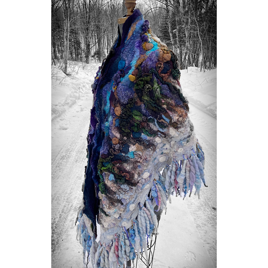 Midnight Snow walk - Felted Shawl
