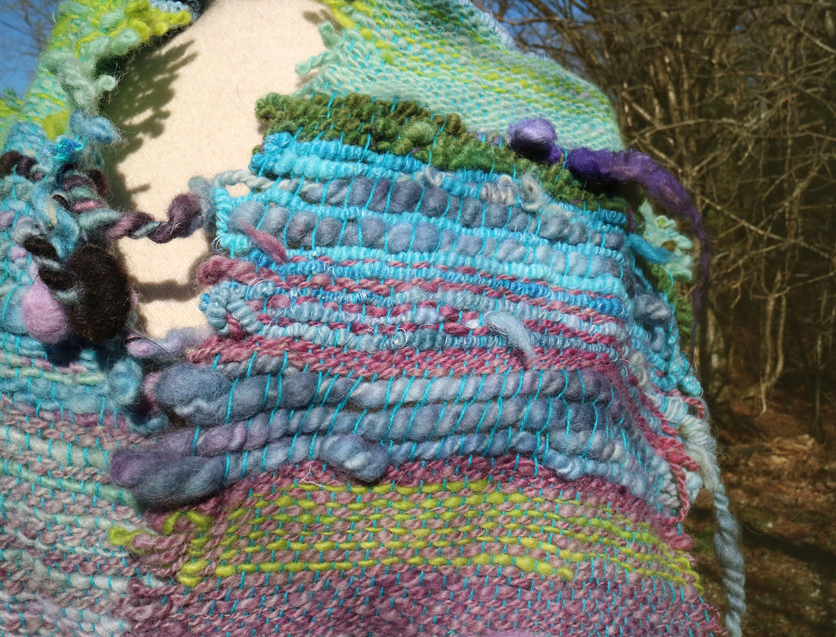 Blue hand woven scarf 50”X9” - Mynoush