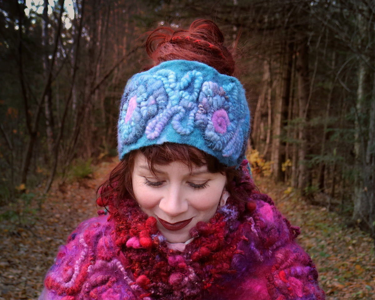 Blue textured felted headband One size - Mynoush