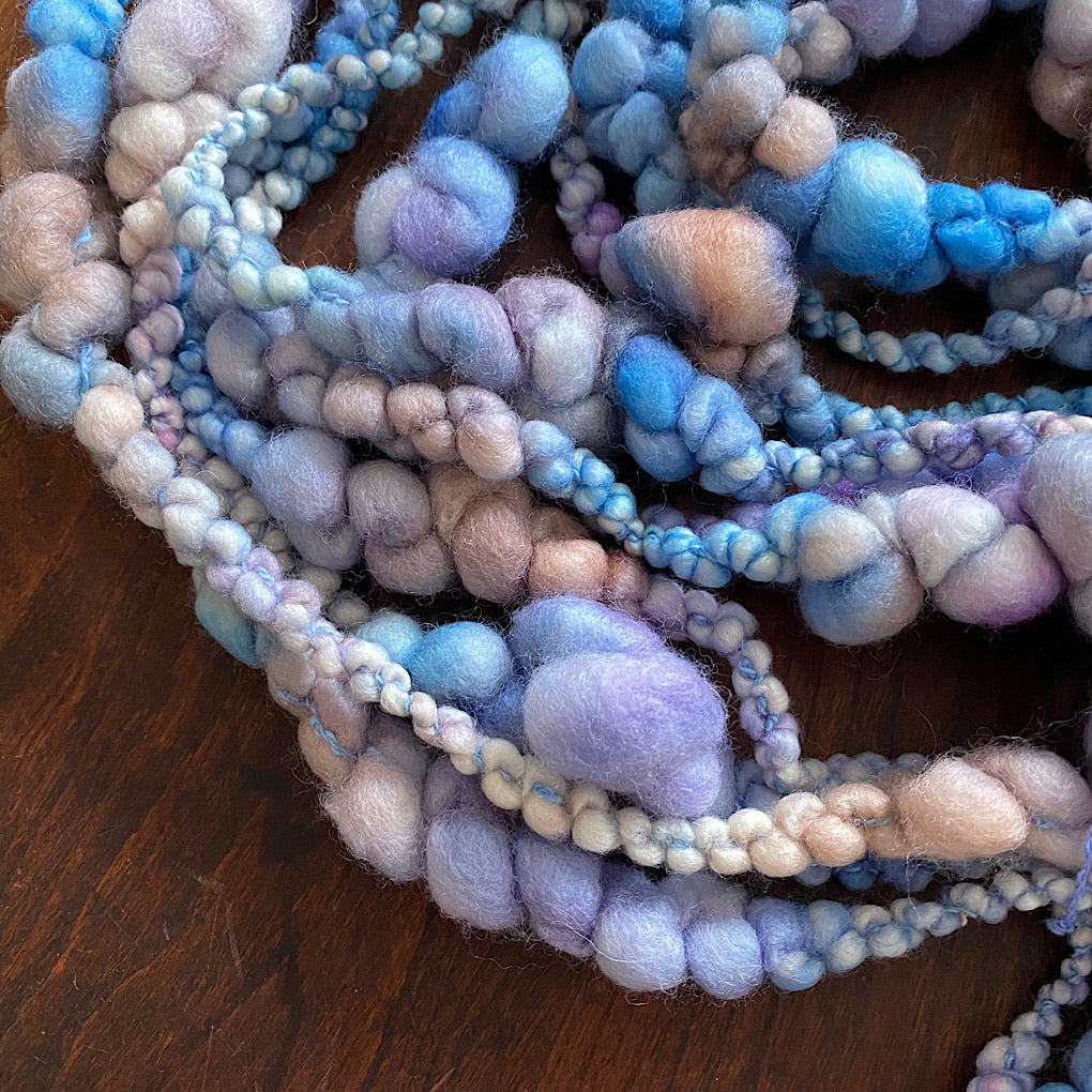 Blue lavender blush Jumbo boucle Art yarn