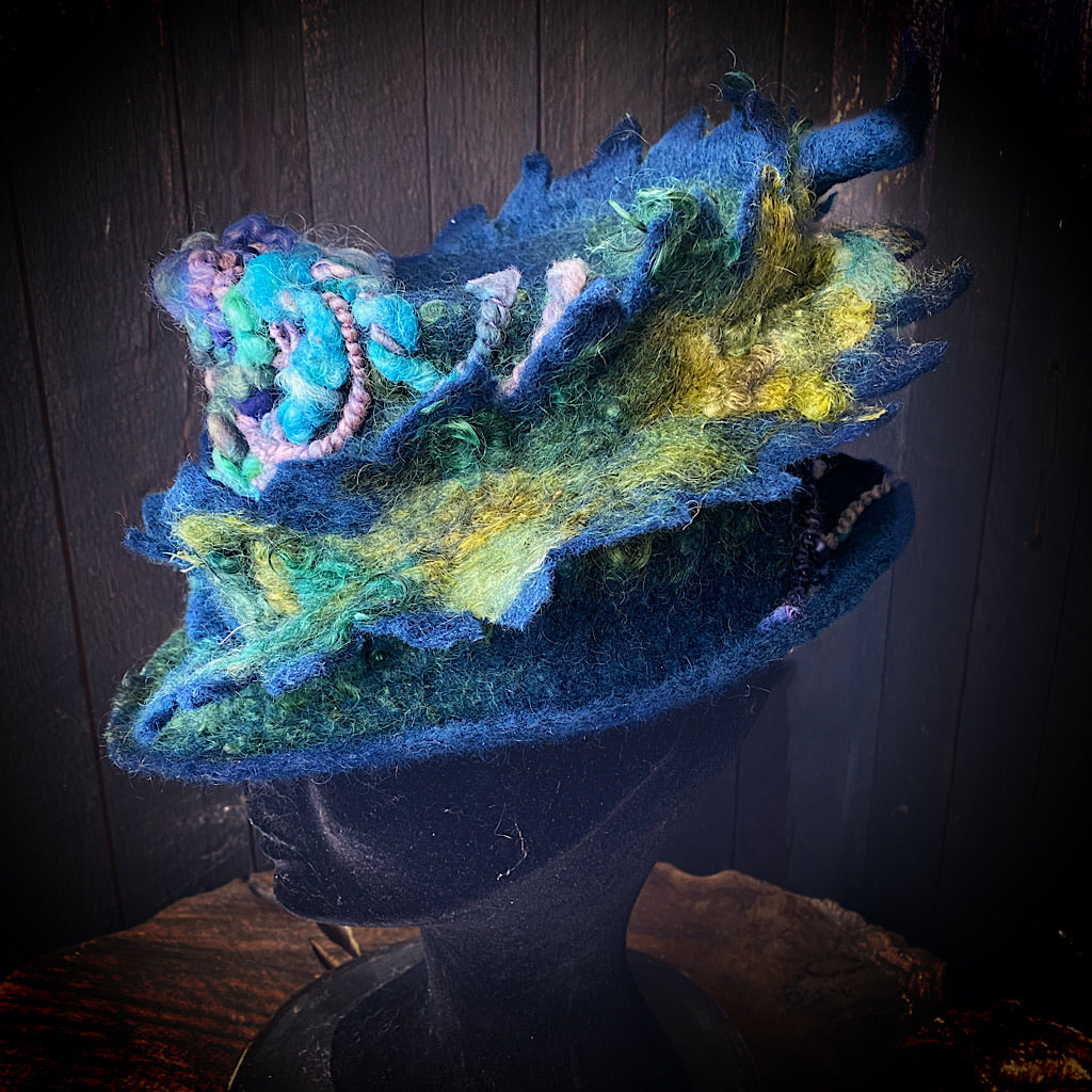 Blue Felted top hat
