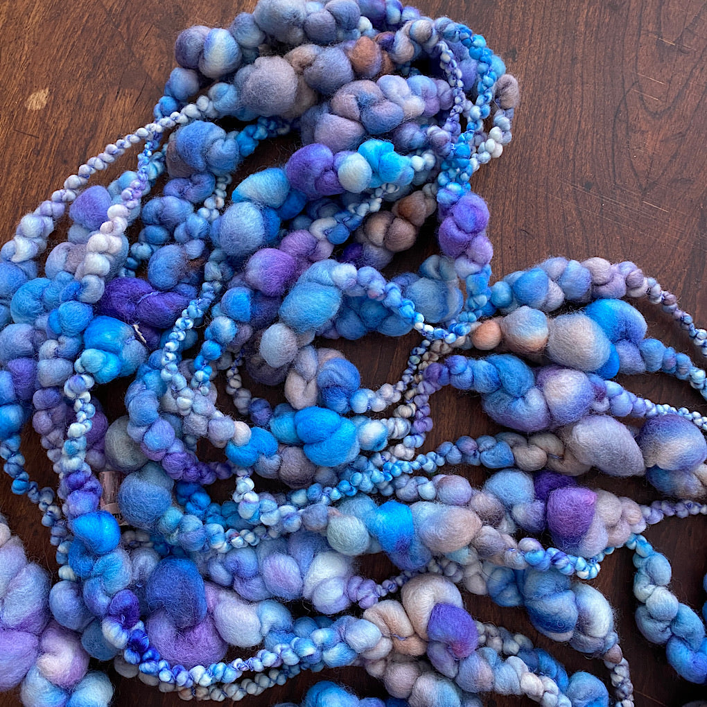 Blue lavender blush Jumbo boucle Art yarn