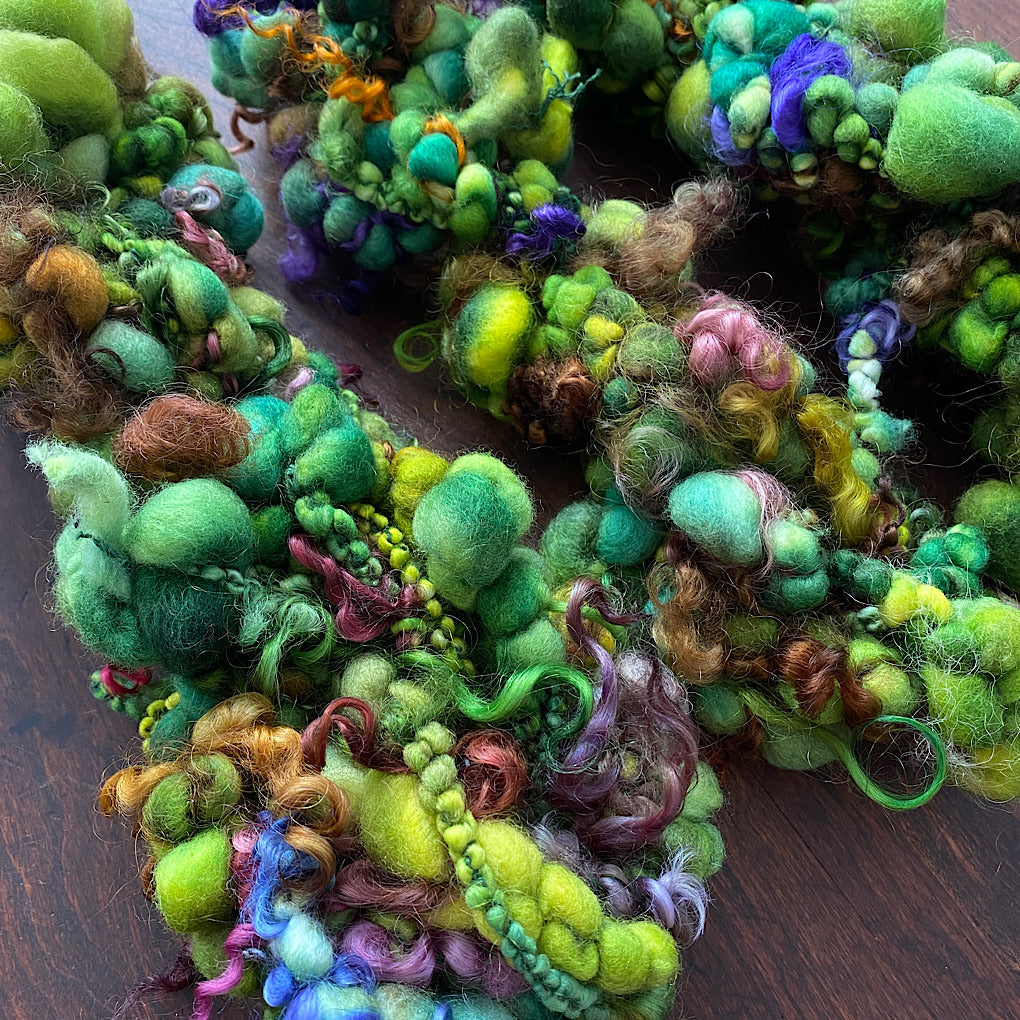 Set of Woodland Jumbo boucle Art yarn with locks