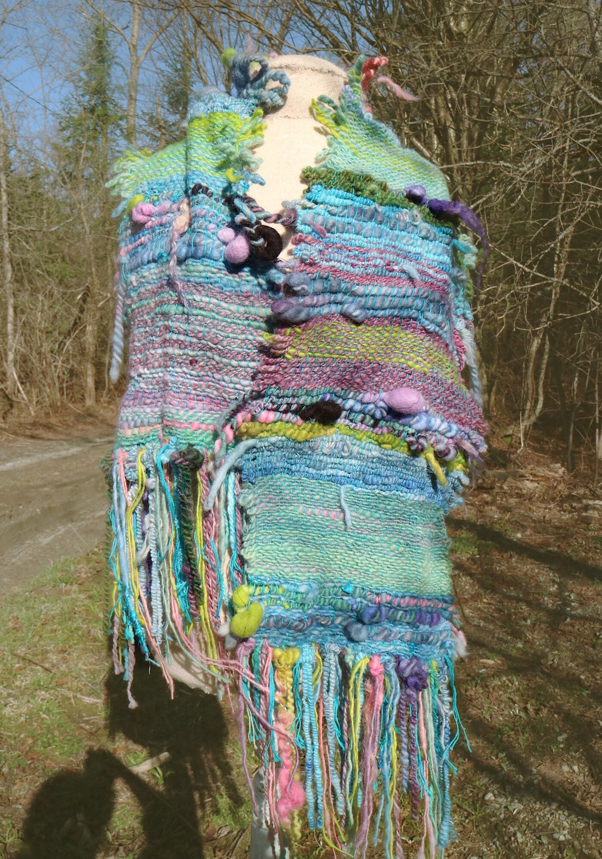 Blue hand woven scarf 50”X9” - Mynoush