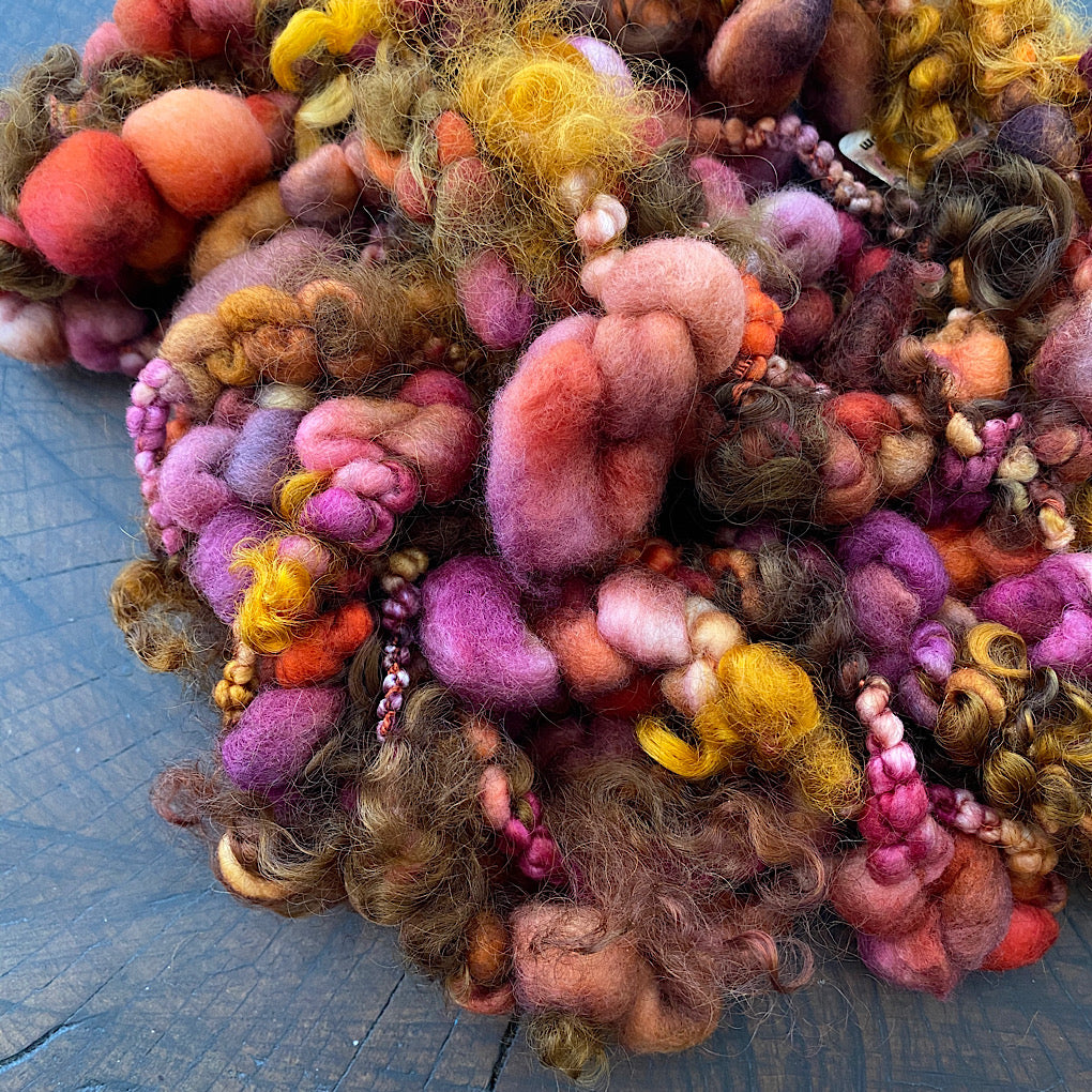 Golden autumn Jumbo boucle art yarn with locks