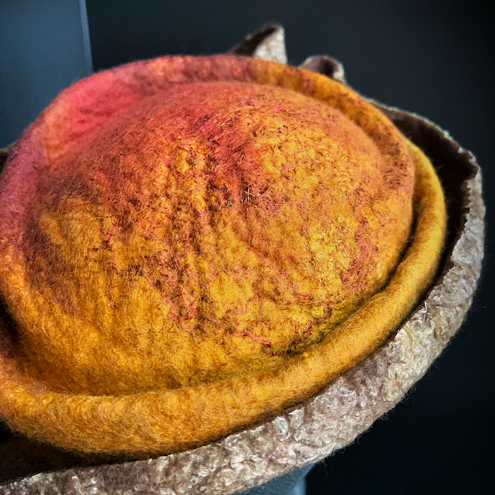 Felted top hat with leaves - 22”