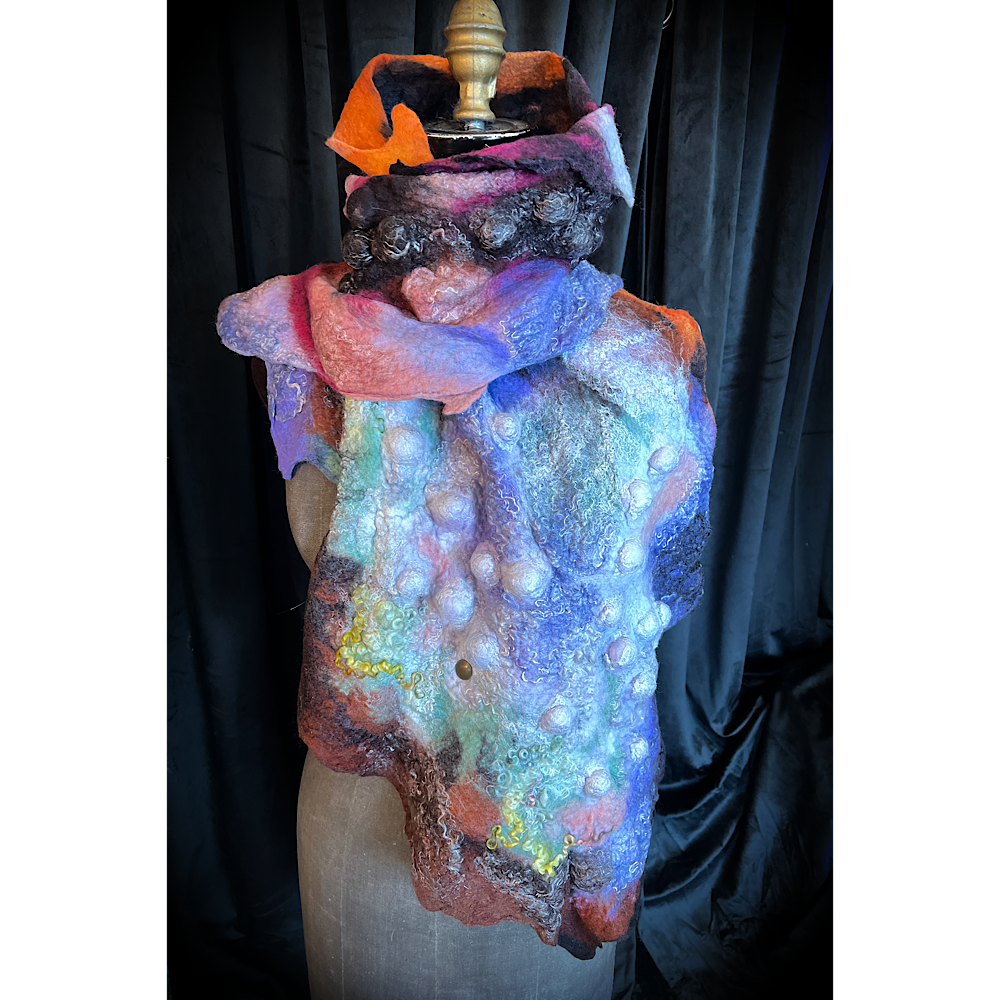 Galactic Rose - felted scarf