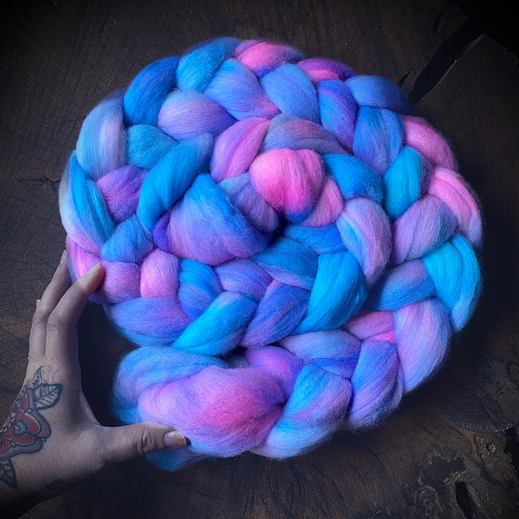 Hand painted merino roving